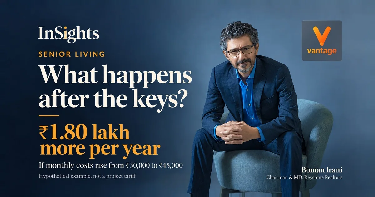 Boman Irani beside an InSights banner illustrating ₹1.80 lakh more yearly spending if monthly costs rise from ₹30,000 to ₹45,000, labelled as hypothetical.