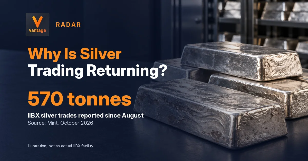 Silver bullion bars illustrate renewed trading at India International Bullion Exchange following changes to India’s silver import licensing rules.
